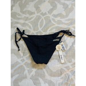 Vitamin A bikini bottom black silver stripes side ties medium nwt